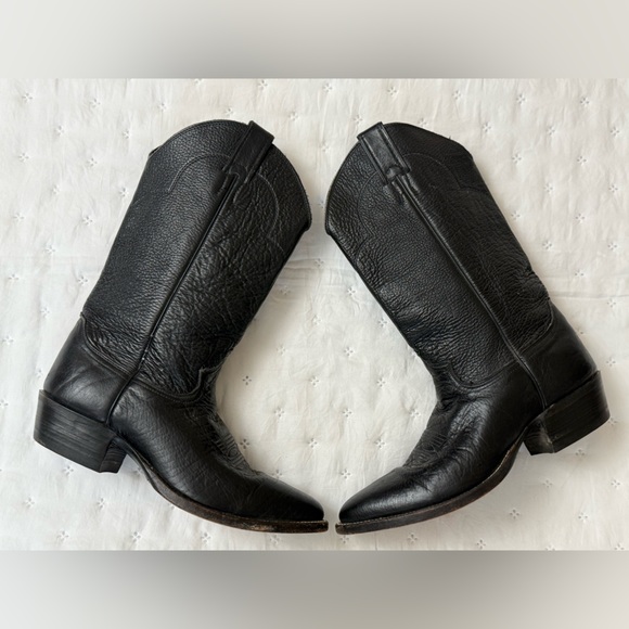 Justin 1340 Black Leather Western Cowboy Boots Made In The USA  Men's Size 9D US - Picture 10 of 15